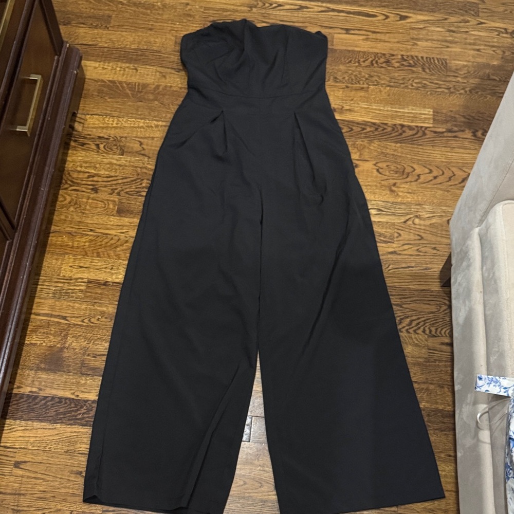 Strapless Wide-Leg Black Jumpsuit